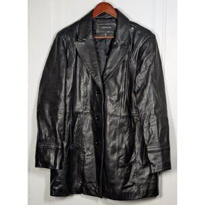 Vintage Jones New York JNY Women’s Size XL 100% Genuine Leather Jacket Black VTG